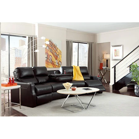 Contemporary Sectional With Audio Wedge and Track Arms